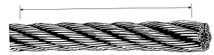 <strong>65.The dimension pictured is</strong> A)the strand length B)the core lay C)the lay length D)the becket length
