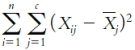 <strong>The formula given below yields the ____. </strong> A)total sum of squares B)between-group sum of squares C)within-group sum of squares D)mean squares between groups