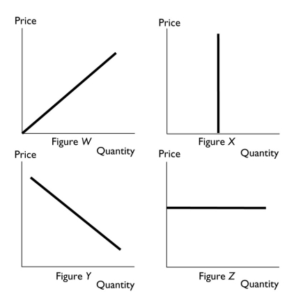 <strong> In the above,a marginal revenue curve for a perfectly competitive firm is shown in Figure ________.</strong> A) W B) X C) Y D) Z E) X and Figure Z