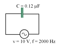 <strong>What is the current i in the circuit shown? </strong> A)0.015 A B)34.0 A C)0.00023 A D)0.11 A E)43 * 10<sup>6</sup> A