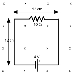 <strong>In the figure shown,the field is decreasing by 150 T/s.What is the magnitude of the current in amperes? </strong> A)0.18 B)0.22 C)0.40 D)0.62 E)144