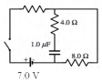 <strong>In the circuit shown,with the switch open the capacitor is completely uncharged.The switch is closed for a long time.The current through the circuit is 0.2 A.Determine the value of the unknown resistor. </strong> A)10 \varOmega B)27 \varOmega C)56 \varOmega D)61 \varOmega