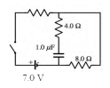 <strong>In the circuit shown,with the switch open the capacitors are completely uncharged.The switch is closed for a long time.The current through the circuit is 0.2 A.Determine the potential difference across the capacitor. </strong> A)0.0 V B)1.6 V C)2.5 V D)3.9 V