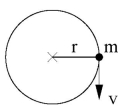 <strong>A small object with a mass of m = 658 g is whirled at the end of a rope in a vertical circle with a radius of r = 137 cm.When it is at the location shown,(mid-height),and its speed is v = 5.54 m/s.Determine the tension in the rope.(in N) </strong> A)1.47 * 10<sup>1</sup> B)1.67 * 10<sup>1</sup> C)1.88 * 10<sup>1</sup> D)2.13 * 10<sup>1</sup> E)2.40 * 10<sup>1</sup>