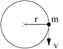 <strong>A small object with a mass of m = 658 g is whirled at the end of a rope in a vertical circle with a radius of r = 137 cm.When it is at the location shown,(mid-height),and its speed is v = 5.54 m/s,calculate the direction of the total force acting on the mass.(as measured from a line drawn from m to the center of the circular path) </strong> A)23.7<sup>o</sup> clockwise B)23.7<sup>o</sup> counterclockwise C)66.3<sup>o</sup> clockwise D)66.3<sup>o</sup> counterclockwise E)0.00<sup>o</sup>