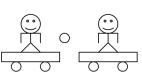 <strong>Starting at rest,two students standing on massless carts pass a 7.0-kg ball back and forth.The student on the left has a mass of 40 kg and can throw the ball with a relative speed of 9.0 m/s.The student on the right has a mass of 30 kg.If the ball is thrown horizontally from the student on the left to the student on the right,how fast,relative to the student on the left will the student on the right move after catching the pass? </strong> A)0.9 m/s B)1.7 m/s C)2.8 m/s D)3.0 m/s E)3.9 m/s