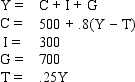 Table 11-1 -Refer to Table 11-1.What is the level of saving in this model?