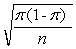 The standard deviation of the sampling distribution of a sample proportion is where π is the population proportion.