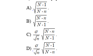 The finite population correction factor is  <div style=padding-top: 35px> 