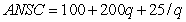 <strong>The market for sweet potatoes consists of 1,000 identical firms.Each firm has a short-run total cost curve of STC = 100 + 100 q + 100q<sup>2</sup>,and a short-run marginal cost curve of SMC=100+200q,where q is output.Suppose that sunk costs are 75 and non-sunk costs are 25.What is the equation of an individual firm's average non-sunk cost curve?</strong> A) B) C) D)