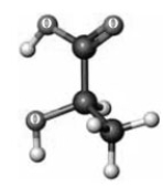 Consider the following ball-and-stick model. Atoms other than carbon and hydrogen are indicated by the chemical symbol of the element.   If the specific rotation of this substance is +2.6°, what will be the specific rotation of the following substance?  