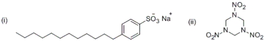 <strong>Match up the applications to the compounds shown below?  </strong> A) (i) explosive; (ii) detergent B) (i) detergent; (ii) explosive C) (i) explosive; (ii) vitamin D) (i) vitamin; (ii) detergent <div style=padding-top: 35px> 