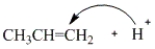 <strong>Which of the following curved arrows correctly describes the first step of the reaction of propene with a hydrogen halide?</strong> A) B) C) D) None of these are correct.