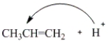 <strong>Which of the following curved arrows correctly describes the first step of the reaction of propene with a hydrogen halide?</strong> A) B) C) D) None of these are correct.