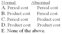 <strong>Normal spoilage and abnormal spoilage should be classified as: </strong> A)A B)B C)C D)D E)E