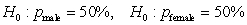 <strong>A poll found that 47% of male voters and 50% of female voters support a particular candidate. To test whether this candidate has equal levels of support between male and female voters, the null hypothesis should be</strong> A) . B) . C) . D) .