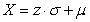 The following formula can be used to find the specific value of the variable in a data set that corresponds to a particular value of the standard normal variable: