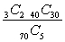 <strong>A bag contains 30 white marbles and 40 black marbles. If 5 marbles are chosen, what is the probability that there will be 2 white marbles and 3 black marbles?</strong> A) B) C) D)