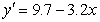 A regression line was calculated as . The slope of this line is -3.2.