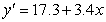 Using a regression line of , a value of x = 3.6 would result in a predicted value of .