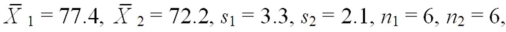When we test H<sub>0</sub>: μ<sub>1</sub> ≤ μ<sub>2</sub>,H<sub>A</sub>: μ<sub>1</sub>> μ<sub>2</sub> at α = .10,where can we reject the null hypothesis? (Assume equal variances. )
