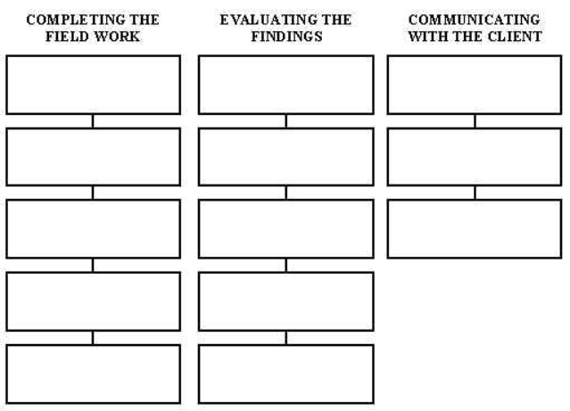 Complete the summary of auditor's responsibilities shown below by labeling the boxes.