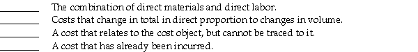 On the line in front of each statement,enter the letter corresponding to the term that best fits that statement.You may use a letter more than once and some letters may not be used at all.