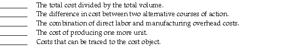 On the line in front of each statement,enter the letter corresponding to the term that best fits that statement.You may use a letter more than once and some letters may not be used at all.