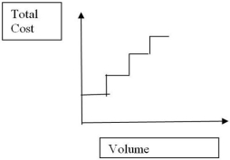 <strong>Which type of cost behavior is indicated by the following graph? </strong> A)Fixed B)Step C)Mixed D)Variable