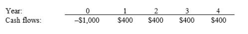 <strong>Levin Company is considering a project that has the following cash flow data. What is the project's IRR? Note that a project's projected IRR can be negative, in which case it will be rejected. </strong> A) 15.94% B) 17.71% C) 19.68% D) 21.86%