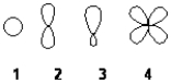 <strong>Which of the following best represents the shape of a 2p atomic orbital of carbon? </strong> A)1 B)2 C)3 D)4