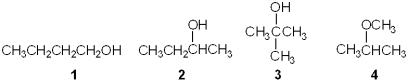 <strong>Which of the following is a tertiary (3<sup> \circ </sup>) alcohol? </strong> A)1 B)2 C)3 D)4