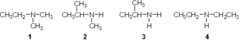 <strong>Which of the following is a primary (1<sup> \circ </sup>) amine? </strong> A)1 B)2 C)3 D)4