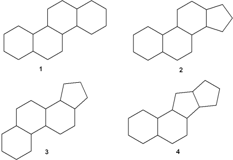 <strong>Which of the following is the steroid nucleus? </strong> A)1 B)2 C)3 D)4