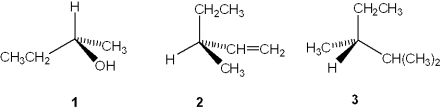 <strong>Which of the following have the S configuration? </strong> A)only 1 B)only 2 C)only 1 and 2 D)1, 2 and 3