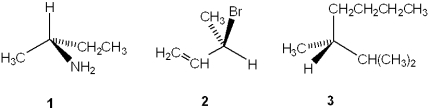 <strong>Which of the following have the R configuration? </strong> A)only 1 B)only 2 C)only 1 and 2 D)1, 2 and 3