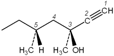 <strong>What is the configuration of the two chiral centers in the following molecule? </strong> A)3R,5R B)3R,5S C)3S,5R D)3S,5S