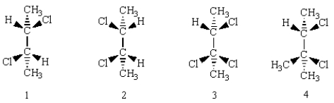 Of the following molecules, both 1 and 2 have a mirror plane of symmetry.