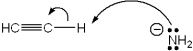 <strong>Which of the following terms describes the role of ethyne in the acid-base reaction shown? </strong> A)Brønsted-Lowry acid B)Brønsted-Lowry base C)Lewis acid D)Lewis base
