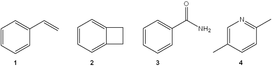<strong>Which of the following compounds does not have a hydrogen deficiency of 5? </strong> A)1 B)2 C)3 D)4