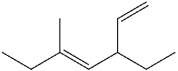 <strong>What is the IUPAC name of the following compound? </strong> A)(Z)-3-ethyl-5-methyl-1,4-heptadiene B)(E)-3-ethyl-5-methyl-1,4-heptadiene C)(E)-3-methyl-5-vinyl-3-heptene D)(Z)-1,3-diethyl-1-methyl-1,4-pentadiene