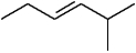 The following could be named as either trans-2-methylhex-3-ene or (Z)-2-methylhex-3-ene .