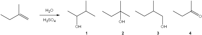<strong>What is the major organic product obtained from the following reaction? </strong> A)1 B)2 C)3 D)4