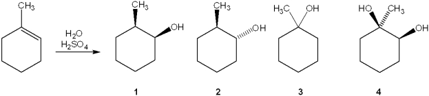 <strong>What is the major organic product obtained from the following reaction? </strong> A)1 B)2 C)3 D)4