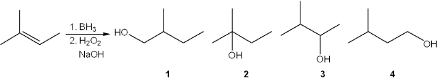 <strong>What is the major organic product obtained from the following reaction? </strong> A)1 B)2 C)3 D)4