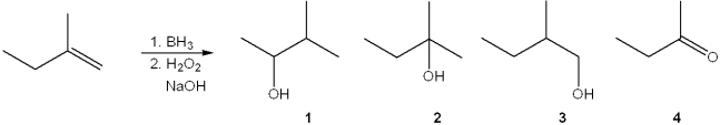 <strong>What is the major organic product obtained from the following reaction? </strong> A)1 B)2 C)3 D)4