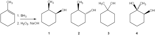 <strong>What is the major organic product obtained from the following reaction? </strong> A)1 B)2 C)3 D)4