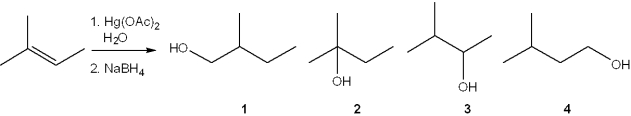 <strong>What is the major organic product obtained from the following reaction? </strong> A)1 B)2 C)3 D)4