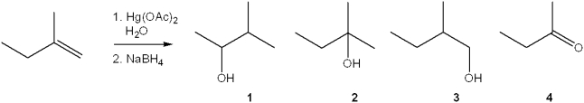 <strong>What is the major organic product obtained from the following reaction? </strong> A)1 B)2 C)3 D)4