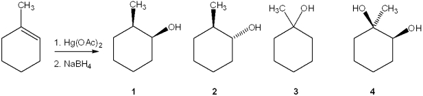 <strong>What is the major organic product obtained from the following reaction? </strong> A)1 B)2 C)3 D)4